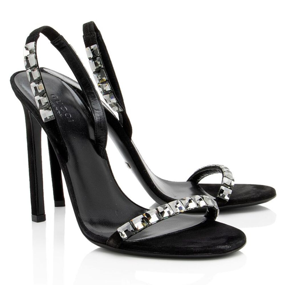 Gucci Suede Crystal Mallory Sandals - Size 8.5 / 38.5 - Picture 2 of 7